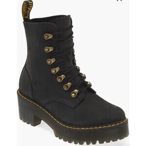 Dr. Martens Boots Women's 6 Black Leona Milled Nubuck Leather Combat